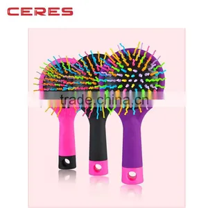 Abundant Hair & Antistatic Detangling Comb Eyecandy Rainbow Wave Curly Plastic Hair Brush thumbnail-2