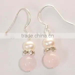 Fwpear Earring With Rosequarz 925 Silver thumbnail-1