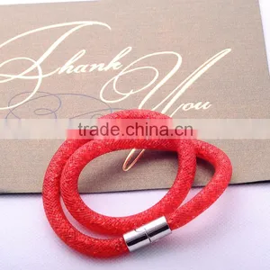 <<European Style Crystal Filled Magnetic Stretch Unisex Bangles Mesh Double Stardust Bracelets/ thumbnail-5