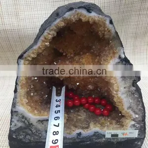 Natural Rock Crystal Citrine Geodes Ornament For Sale thumbnail-3