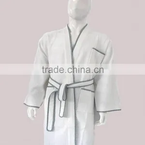 Hotel Waffle Bathrobe Cotton Bathrobe With Border Robe thumbnail-1