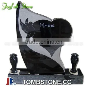 European Headstone Designs, Headstone With Heart, Dove and Vases thumbnail-1