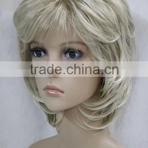 Light Blonde Mixed Short Curly Women Female Daily Full Wig N539 thumbnail-2