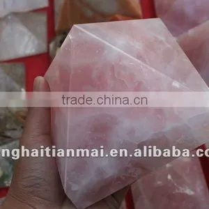 Rock Natural Clear QUARTZ PINK Crystal HEALING Pyramid , Gift thumbnail-1