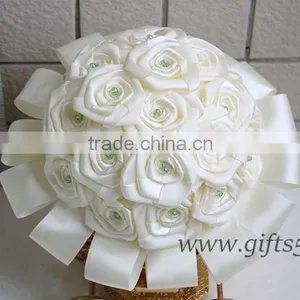2016 Latest Handmade Wedding Flower Bouquet With Crystals thumbnail-2