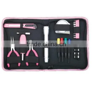 26PCS Pink Tool Sets Long Nose Plier Cutter Precision Screwdriver Bits Flashlight thumbnail-1