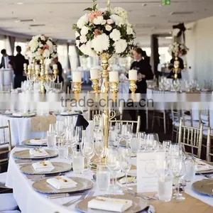 Gold Candelabra, 5arms Tall Gold Candelabra With Flower Bowl thumbnail-2