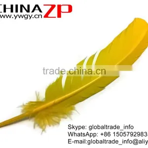 ZPDECOR Crafts Factory Wholesale Plumes Cheap Dyed Yellow Solid Color Turkey Feathers for Fashion Show thumbnail-3