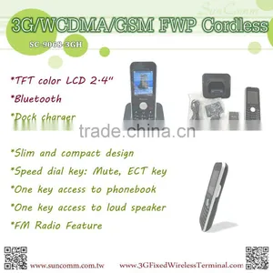 FCC SC-397-GH3G 3G WCDMA GSM Fixed Wireless Phone Cordless With Bluetooth, Color TFT LCD 2.4", Dock Power Charger thumbnail-6