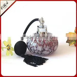 OUBOAO Handmade Circular Shape Purple Glass Airbag Sprayer Pump Perfume Bottle With White Point thumbnail-1