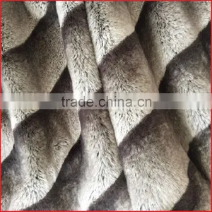 YBW Home Plush Striped Parttern Faux Rabbit Fur Throw Blanket thumbnail-3