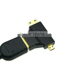 3 in 1 Micro HDMI Male & Mini HDMI Male to HDMI 1.4 Female 90 Degree COMBO Adapter HDMI Male Connector thumbnail-6