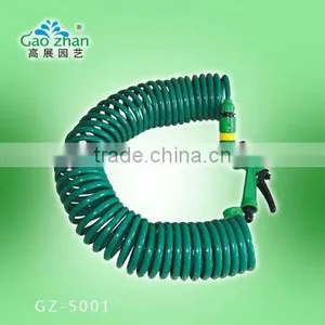 Garden Water Coil Hose With 4-way Hose Nozzle thumbnail-1