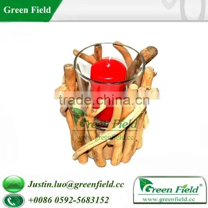 Green Field Rustic Wooden Candle Holder thumbnail-5