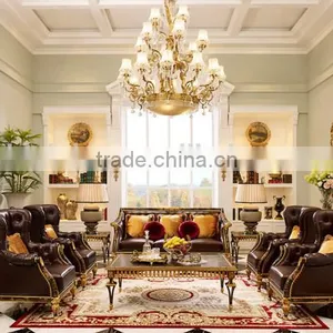 Vintage Living Room Sofa Set, Exquisite Hand Painting Wooden Sofa, Classic Button Tufted Chesterfield Sofa Couch Set thumbnail-3