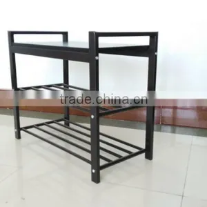 Three Tiers Metal Shoes Bench Storage Rack thumbnail-1
