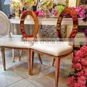 Stainless Steel Rose Gold Cross Round Back Wedding Throne Chair thumbnail-1