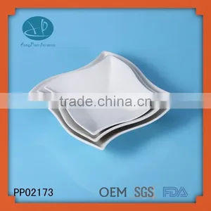 Square Shape White Body Fine Porcelain Soup Plate ,White Ceramic Irregular Dinner Soup Plate Set thumbnail-1