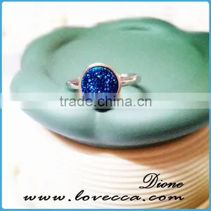 Natural Druzy Gemstone Cluster 925 Sterling Handmade Silver 8mm Ring thumbnail-2
