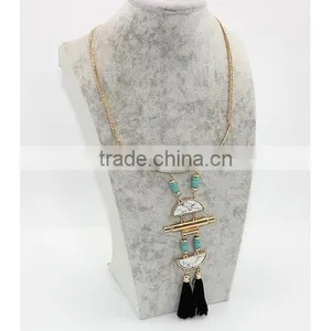 Cheap Turquoise Genuine Simple Gemstone Necklace Druze Tiny Crystals thumbnail-2