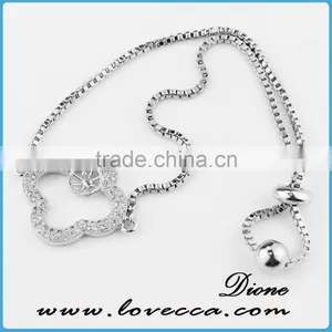European Style Silver Adjustable Micro Pave Bracelet thumbnail-2