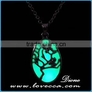 Luminous Necklace Magical Aqua Blue Tree Round Glow In Dark thumbnail-4
