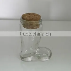 Mini Unique Boots Shape Glass Storage Canister With Cork Stopper thumbnail-1