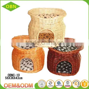 Wholesale China Custom Modem Design 100% Handmade Indoor Wicker Luxury Cat House With Pet Bed thumbnail-1