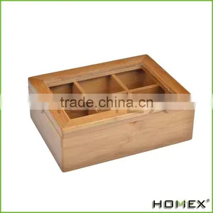 Collections Tea Storage Box With 6 Adjustable Compartments and Acrylic Lid/Homex_Factory thumbnail-1