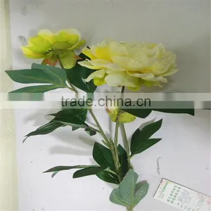 SJ20170054 Artificial Yellow Fabric Peony Flower for Indoor Decoration thumbnail-3