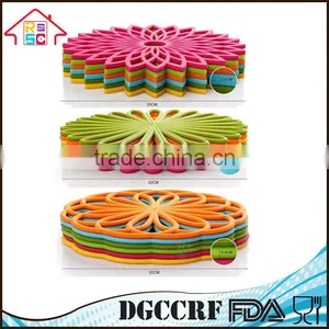 NBRSC Flexible Durable Non Slip Silicone Multi-Use Flower Trivet Pot Holder Mat Set of 3 thumbnail-5
