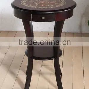 Wooden Round Table With Flower Sticker thumbnail-1