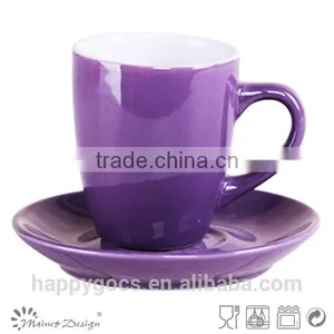 3oz Solid Shining Color Glazed Coffee Cup and Saucer thumbnail-5