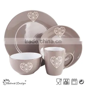 China Ceramic Diamond Heart Emboss Dinnerware Set thumbnail-2