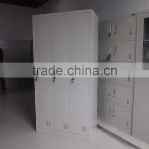 Three-door Steel School Locker With Clothes Hanger and Mirror thumbnail-2