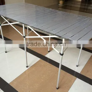 Outdoor Aluminum Roll Slatted Top Foldable Camping Table thumbnail-1