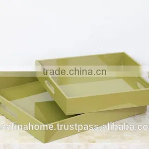 Set of 2 Square Colored Lacquer Serving Trays thumbnail-1