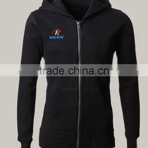 330g CVC Fleece Black Color Hoody Jacket thumbnail-1