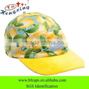 Fruit Printed 5 Panel Cap Curved Brim Sports Hat Stylish Custom 5 Panel Promotional Cap thumbnail-1