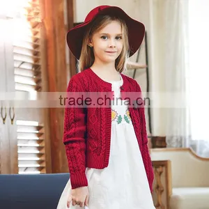 S60705B 2017 New Casual Style Girls Cardigans Sweaters O-Neck Long Sleeve Girls Cardigan Sweater thumbnail-1