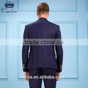 Daynoliao 2016 Latest Design Navy Stripe Slim Fit Wholesale 3 Pieces Men's Suits thumbnail-4