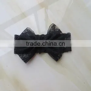 YJ-057 Newborn Baby Kids Girls Rainbow Color Kids Bow Wholesale Custom-made Lace Headband Baby Hair Accessories 2016 thumbnail-2