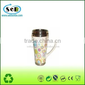 Heart Shaped Ceramic Coffee Cup , Outside Ceramic Inside Stainless Steel Coffee Mug thumbnail-1