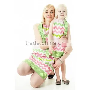Mother and Daughter Matching Dresses Strip Adult Girls Frock thumbnail-1