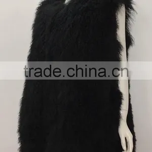 YR545 Basic Style Real Mongolia Fur Vest Lots of Colors Tibet Lamb Fur Gilet thumbnail-3