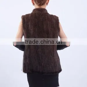 YR691 Ladies Fashion Luxury Style Best Quality Real Mink Knitted Vests thumbnail-3