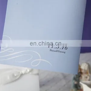 Light Sky Blue 1111 Greeting Card Wedding Invitation Card With Ribbon thumbnail-4