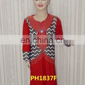 Dubai Fashionable Muslim Designer Kids Wear Abaya Dress thumbnail-6