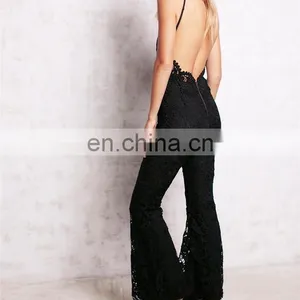 Sexy Halter Ladies Black Lace Jumpsuit Sleeveless Strap Jumpsuit Sexy Backless Jumpsuit thumbnail-3