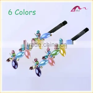 Wholesale Price New Arrival Multi Colors Elegant Hair Grips Metal Crystal Decorated Butterfly Ceramic Beads Hair Clips For Gifts thumbnail-1